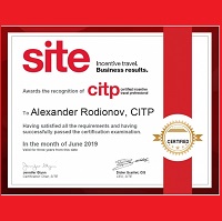 Tsar Events' Managing Director & Owner Alexander Rodionov has become the FIRST CITP (CERTIFIED INCENTIVE TRAVEL PROFESSIONALS) in Russia!